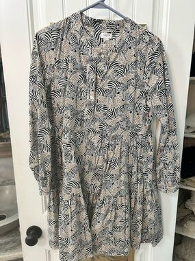 J. Crew Black and Tan Mixed Animal Print Blouse